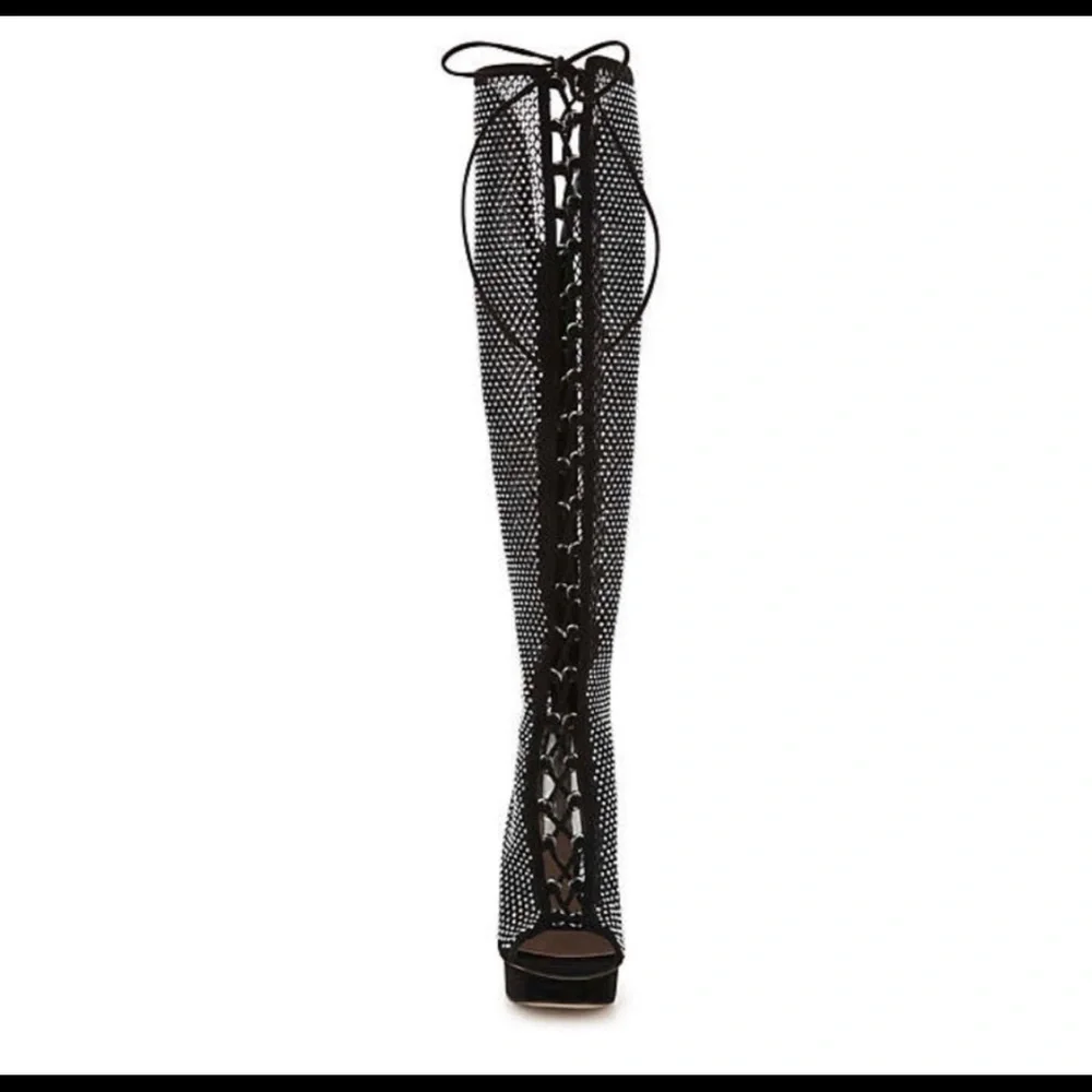 JLO OTK BOOT over the knees size stiletto peep toe 7.5 boots
